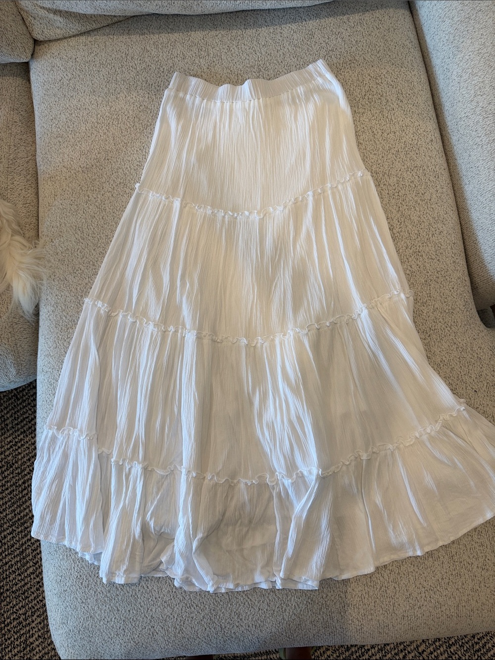 Princess Polly tiered white maxi skirt